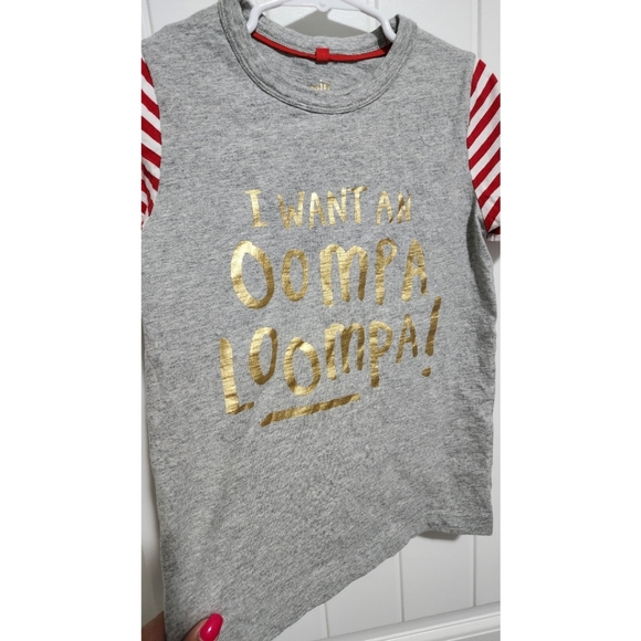 Mini Boden Roald Dahl I want an Oompa Loompa shirt child 5 6 Christmas holiday - Picture 2 of 4